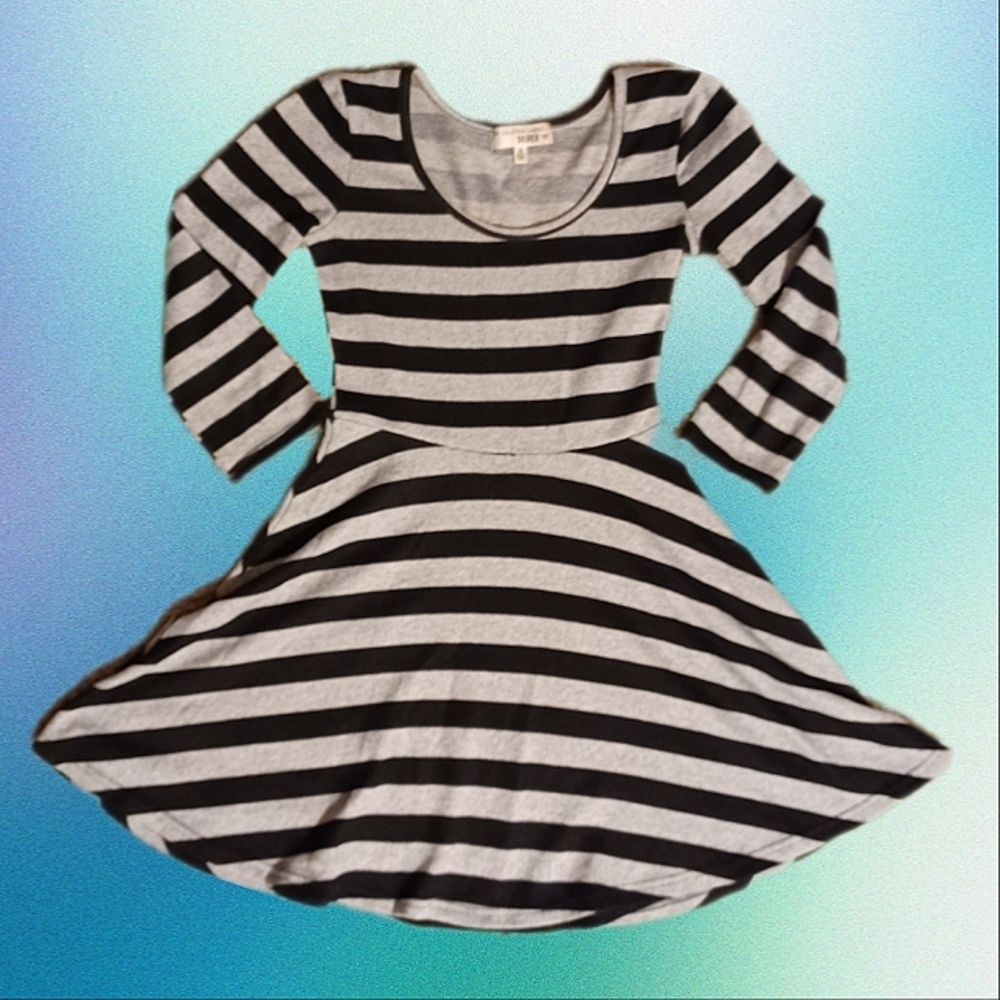 Striped Skater Dress with Sleeves